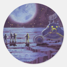 Vintae Science Fiction, Sci Fi Alien Lunar Landing Stickers