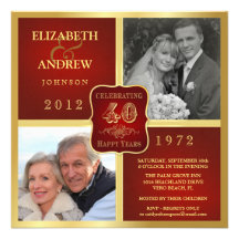 Vintage 40th Anniversary Fancy 2 Photo Invites