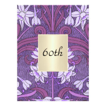 Vintage 60th  Birthday Party Invitation Purple