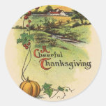 Vintage A Cheerful Thanksgiving Stickers