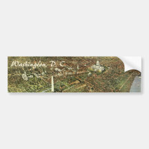 Vintage Aerial Antique City Map of Washington DC Bumper Sticker