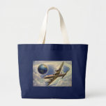 Vintage Aeroplane Flying Around the World in Cloud Tote Bag