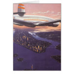 Vintage Aeroplane over Hudson River, New York City Greeting Card