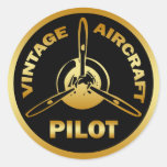 VINTAGE AIRCRAFT PILOT ROUND STICKER