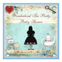 Vintage Alice in Wonderland Baby Shower Tea Party Announcement