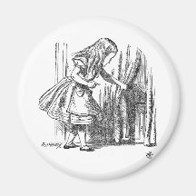 Vintage Alice in Wonderland looking for the door Fridge Magnets