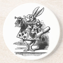 Vintage Alice in Wonderland, White Rabbit Herald Coaster