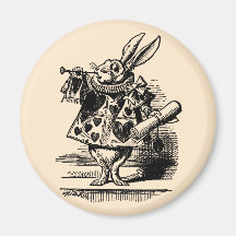 Vintage Alice in Wonderland, White Rabbit Herald Fridge Magnets