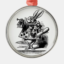 Vintage Alice in Wonderland, White Rabbit Herald Ornaments