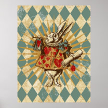 Vintage Alice White Rabbit Print