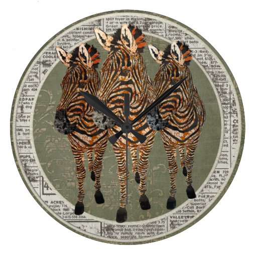Vintage Amber Zebras Clock