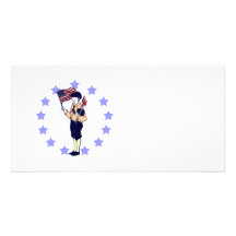 Vintage Americana July 4 Flag and Fireworks Photo Card Template