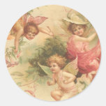 vintage angels round stickers