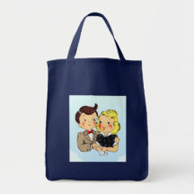 Vintage Anniversary Couple Tote Bags