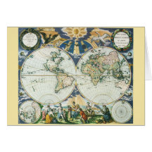 Vintage Antique Old World Map by Pieter Goos, 1666 Greeting Cards