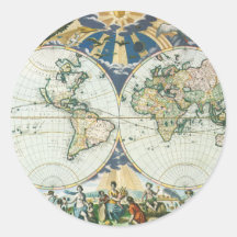 Vintage Antique Old World Map by Pieter Goos, 1666 Round Stickers