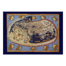 Vintage Antique Ptolemaic World Map, 1482 Custom Invites