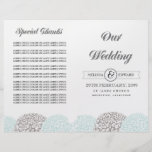 Vintage Aqua Flowers Wedding Program Booklet Personalized Flyer