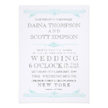 Vintage Aqua Turquoise Cross Hatch Wedding Invite