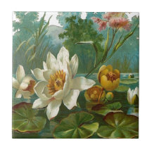 Vintage, Aquatic Flower, Wife Birthday Tile