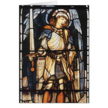 Vintage Archangel, Saint Michael by Burne Jones Greeting Cards