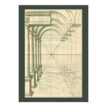 Vintage Architecture, Columns Arches Perspecitve Custom Announcement