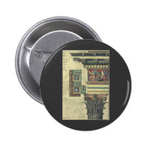 Vintage Architecture, Cornice Moulding and Column Pinback Buttons