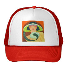 Vintage Art Deco Girl Mesh Hat