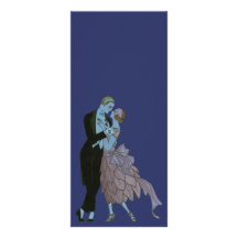 Vintage Art Deco, Newlyweds Love Wedding Dance Custom Rack Card