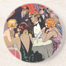 Vintage Art Deco Nightclub Cocktail Party Drink Coasters