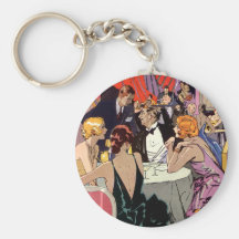 Vintage Art Deco Nightclub Cocktail Party Keychain