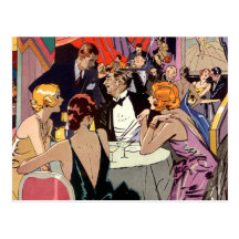 Vintage Art Deco Nightclub Cocktail Party Postcard