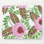 Vintage Art Deco Pink and Brown Floral Mousepad
