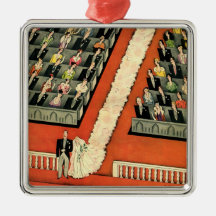 Vintage Art Deco Wedding, Bride Groom Newlyweds Christmas Ornaments