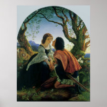 Vintage Art, Lovers at Dusk, Sir Joseph Noel Paton Posters