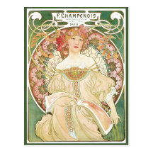 Vintage Art Nouveau; Champenois; Alphonse Mucha Postcard