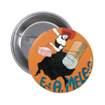 Vintage Art Nouveau; Italian Fashion for Women Pinback Button