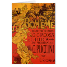 Vintage Art Nouveau Music; La Boheme Opera, 1896 Greeting Cards