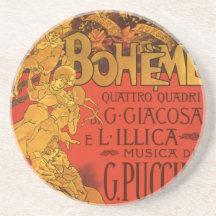 Vintage Art Nouveau Music; La Boheme Opera, 1896 Beverage Coaster