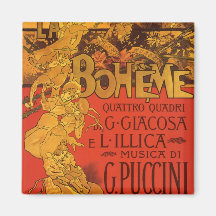 Vintage Art Nouveau Music; La Boheme Opera, 1896 Refrigerator Magnets