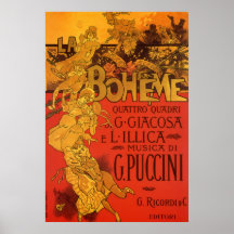 Vintage Art Nouveau Music; La Boheme Opera, 1896 Print