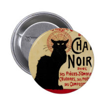Vintage Art Nouveau Poster; Ce Soir Chat Noir Button