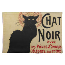 Vintage Art Nouveau Poster; Ce Soir Chat Noir Placemats