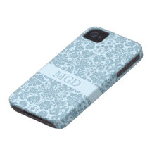 Vintage art nouveau turquoise floral monogram iPhone 4 covers