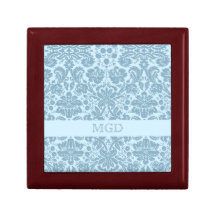 Vintage art nouveau turquoise floral monogram trinket box