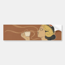 Vintage Art Nouveau, Woman Drinking Tea Cafe Rajah Bumper Stickers