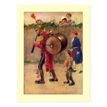 Vintage Artwork featuring a One Man Band Postcard
