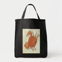 Vintage Astrology Cancer Crab Constellation Zodiac Tote Bags