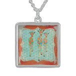 Vintage Azure & Amber Giraffes Necklace