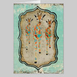 Vintage Azure & Amber Giraffes  Notecard cards